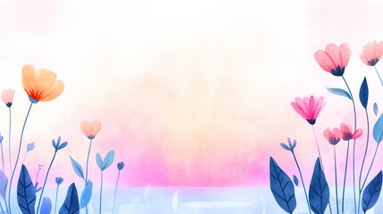 A vibrant watercolor illustration of flowers in soft pastel colors against a light background, evoking a serene and joyful atmosphere.