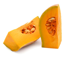 Cut the Cream Pumpkin and put it on a white background - stock photo