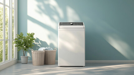 Washing Machine in a Modern, Empty Interior
