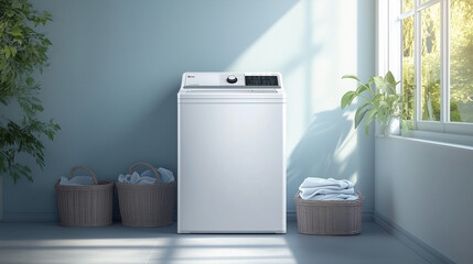 Minimalist Laundry Room with Washing Machine in Focus
