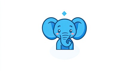 Obraz premium Adorable Blue Baby Elephant Cartoon Illustration