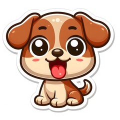 Fototapeta premium AI Generate of Sticker Puppy or Baby Dog in cartoon style with a happy expression, isolated in white background
