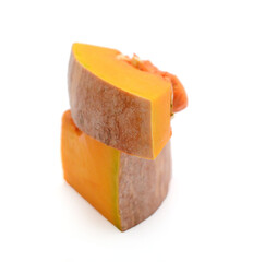 Cut the Cream Pumpkin and put it on a white background - stock photo
