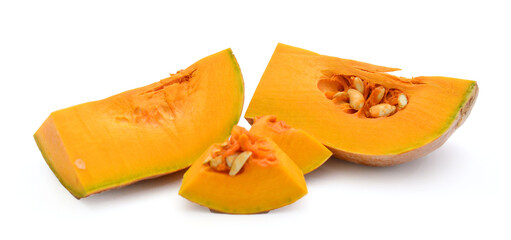 Cut the Cream Pumpkin and put it on a white background - stock photo
