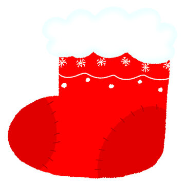 red christmas stocking with snowflakes clip art preview