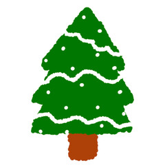 christmas tree with snow and white ribbon