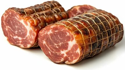 Close-up of Two Smoked and Tied Pork Loins, Deliciously Cooked and Ready to Serve.