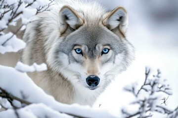 Obraz premium Captivating White Wolf in Snowy Landscape