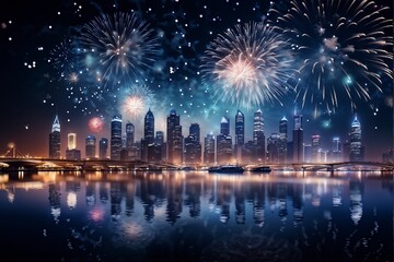 Silvesterfeuerwerk in einer Großstadt