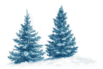 Fototapeta premium Antique of christmas tree drawing sketch plant.