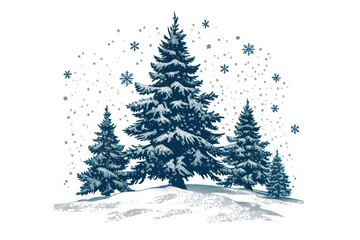 Fototapeta premium Antique of christmas tree drawing sketch plant.