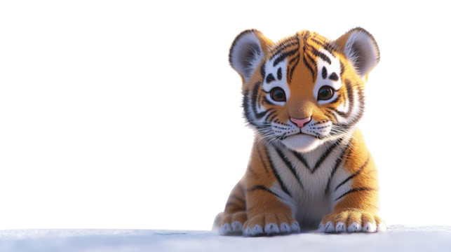 little tiger white background