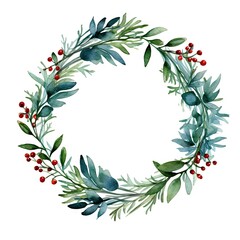 Naklejka premium Christmas wreath plant white background celebration.