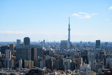 Obraz premium 東京都 文京シビックセンター展望ラウンジから見る街並み 東京スカイツリー方向