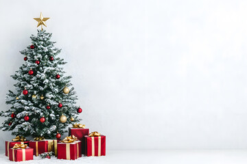 Christmas Flat Lay Border with Candles, Pine Cones, and Golden Baubles on White Background for Festive Holiday Design