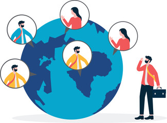 Global Communications with the internet. remote working or freelance, meeting company.

