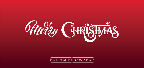Merry Christmas and Happy New Year hand lettering calligraphy. Vector holiday illustration element. Typographic element for congratulations.