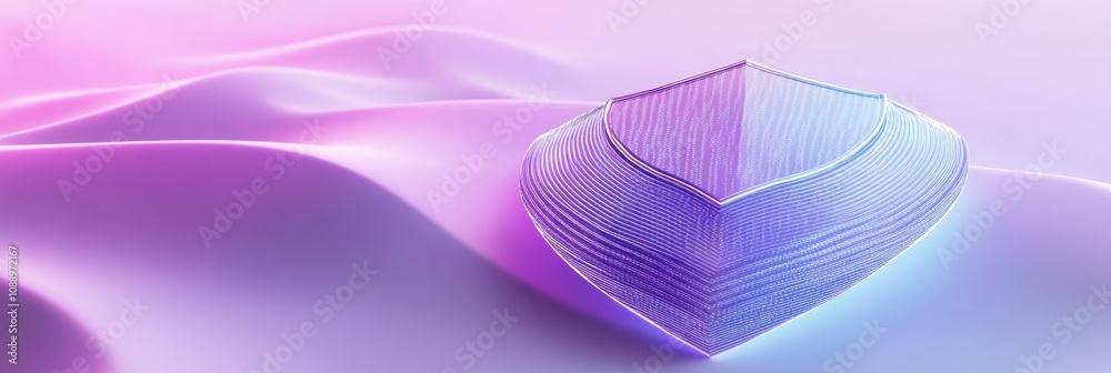Poster abstract shield design on a smooth, colorful gradient background.