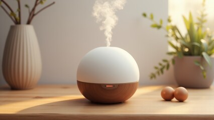 A refined home aroma diffuser mockup with a matte finish and gentle mist, perfect for elegant presentations.
