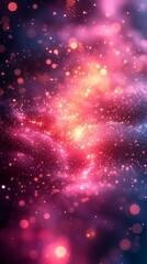 Fototapeta premium Abstract pink and purple nebula with sparkling particles creates a mesmerizing cosmic background