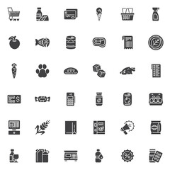 Grocery store products vector icons set