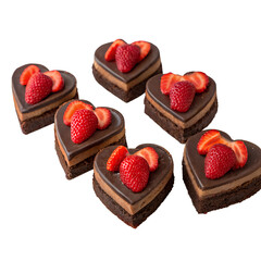 Heart-Shaped Chocolate Strawberry Desserts, isolated on white.