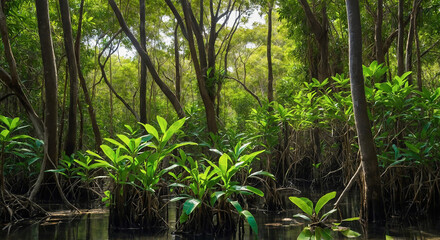 Naklejka premium bamboo forest in the morning