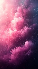 Pink and purple nebula cloudscape with bright stars shining through, creating a beautiful and ethereal cosmic scene