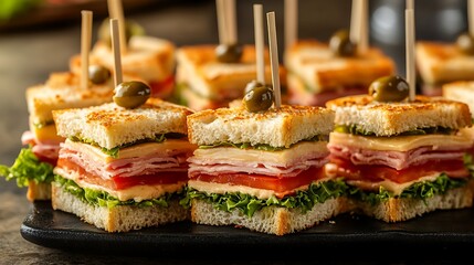 Delicious mini sandwiches kitchen food photography indoor close-up