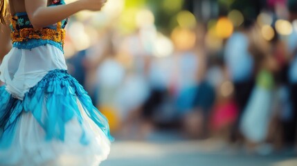 Colorful Argentine folklore dancers enchant a vibrant crowd at a festive celebration