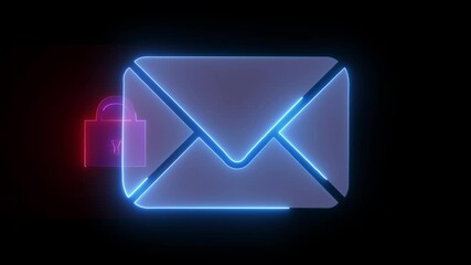 Glowing neon pink color message box animation icon conversation notice receive massage animated sign symbol on black background.