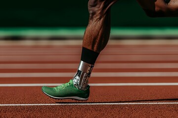 Runner with a Blade Prosthetic Leg – A Powerful Depiction of Determination, Resilience, and Overcoming Challenges in Sports