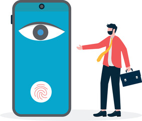 Cyber security. mobile security system Identify yourself by scanning your iris, face scanning,

