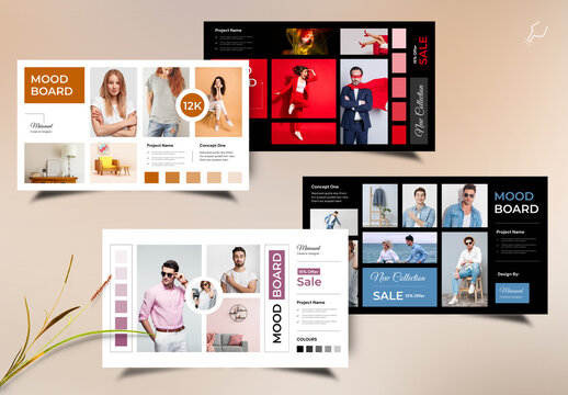 Colourful Moodboards Layout With Dark & Light Accents