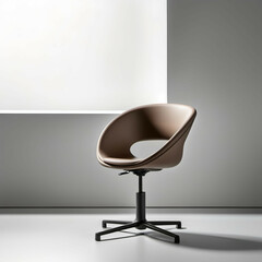 A single-tone chair with a curved, ergonomic backrest and a discreet swivel mechanism.