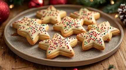 Baking star-shaped cookies home kitchen food photography festive close-up holiday treats