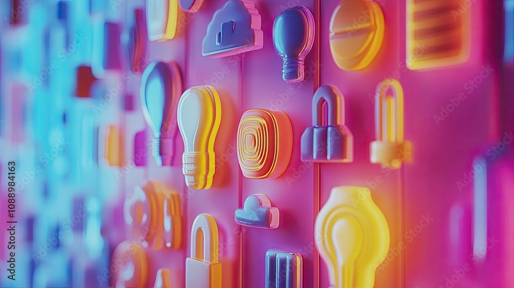 Aufkleber colorful 3d icons displaying digital concepts