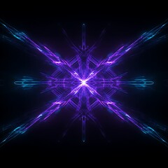 Fototapeta premium Abstract Light Patterns in Vibrant Purple and Blue with Symmetrical Design Ideal for Backgrounds, Technology, and Art Concepts in Various Media Formats