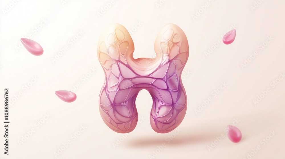 Aufkleber abstract illustration of a thyroid gland with fluid shapes and soft colors.
