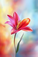 Fototapeta premium Single Flower in Focus with Blurred Background: Close-up of a vibrant flower with a soft-focus background, creating an elegant and natural image.
