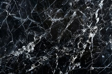 Obraz premium Photo of Black kitchen marble top pattern with white veins. Background texture for backdrops or mapping