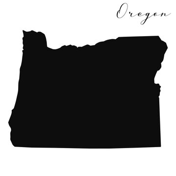 Oregon state isolated black silhouette vector map 
