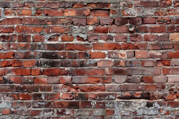 Naklejka premium Photo of Old cracked red brick wall from industrial area. Background texture for backdrops or mapping