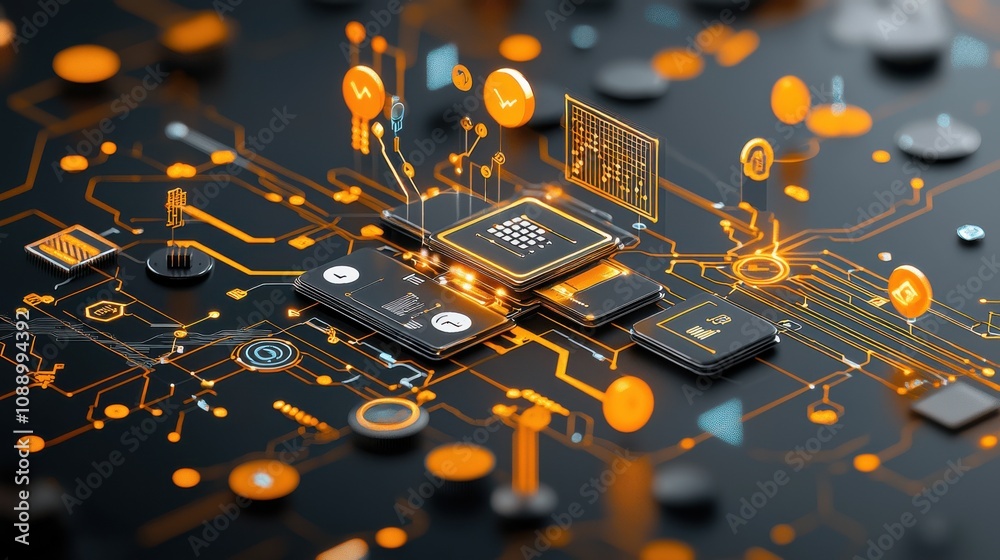 Aufkleber Visualizing blockchain nodes as glowing orbs in a standardized environment an insight into technology and innovation