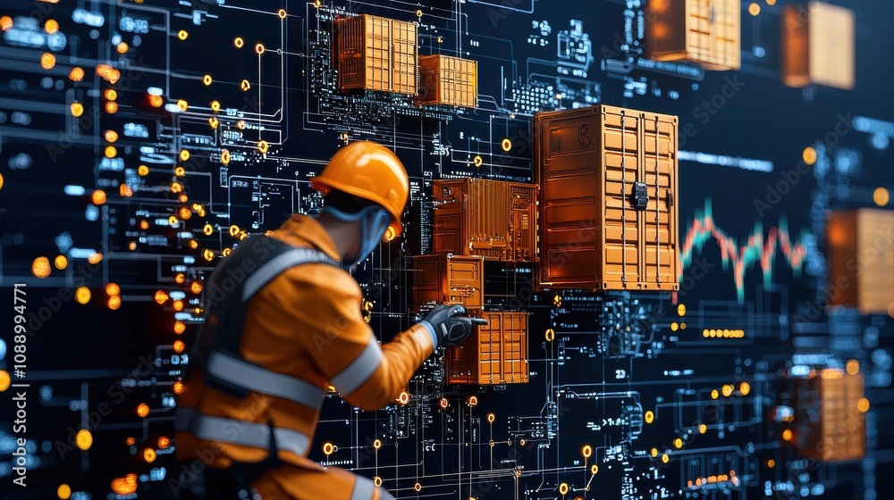 Leinwandbilder implementing blockchain-secured cargo tracking systems for future standards in the logistics industr