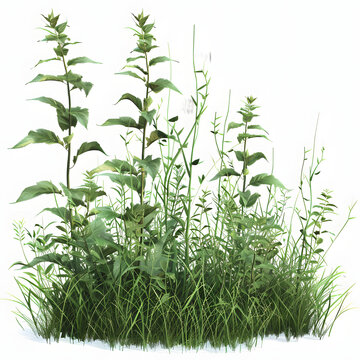 meadow overgrown with the knotgrass in sunny evening backlit with a white accent, png