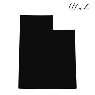 Utah state isolated black silhouette vector map 