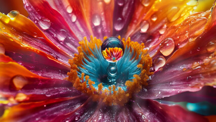 Vibrant flower with water droplets