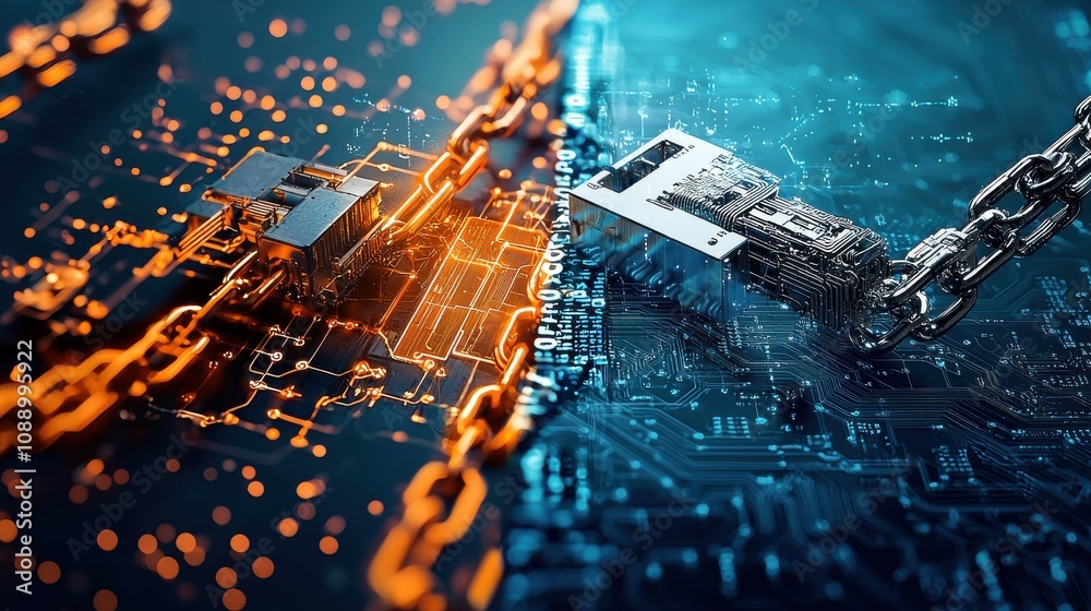 Aufkleber Innovative splitscreen comparison of traditional vs blockchain standards in technology urban environment digital content informative viewpoint and conceptual analysis