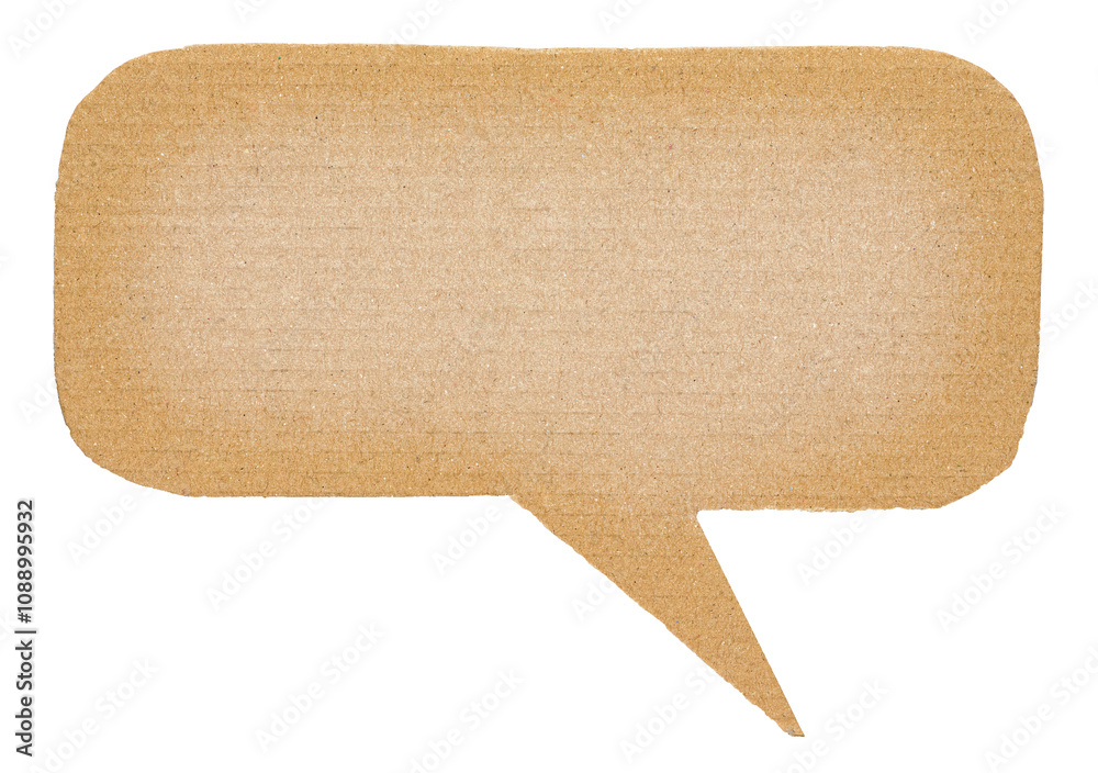 Fototapete blank brown cut out cardboard paper speech bubble with copy space for text on transparent png backgr